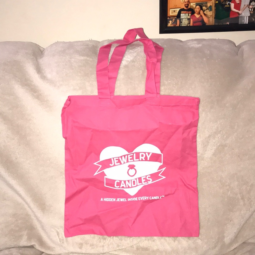 Jewelry Candles pink and white reusable tote bag New